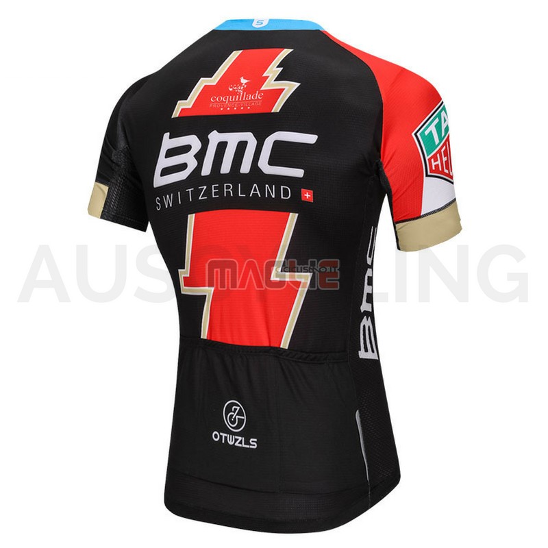 2018 Maglia BMC Manica Corta Nero e Rosso